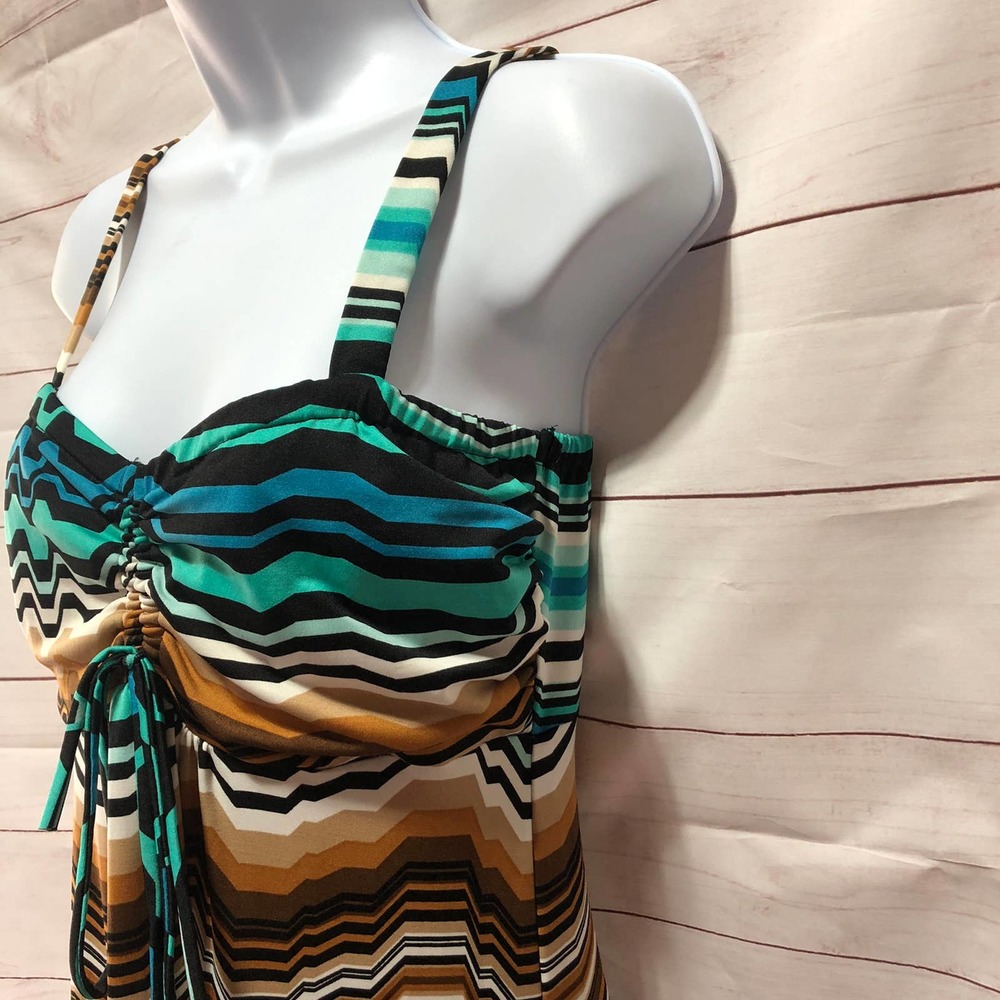 Jonathan Martin Summer Dress Size Medium Green/Brown - Picture 4 of 7